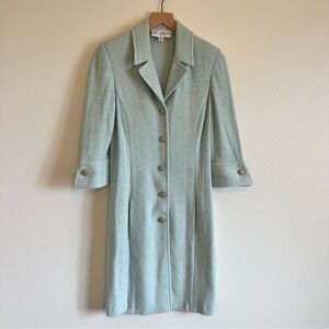 ST JOHN COLLECTION LONG COAT SIZE 6 LIGHT AQUA